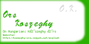 ors koszeghy business card